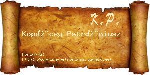 Kopácsy Petróniusz névjegykártya